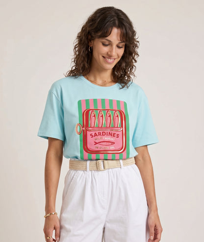 T-shirt Sardine turquoise face — marque Carnaby