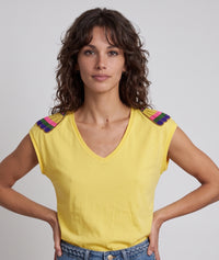 T-shirt Seaside épaules en perles - jaune