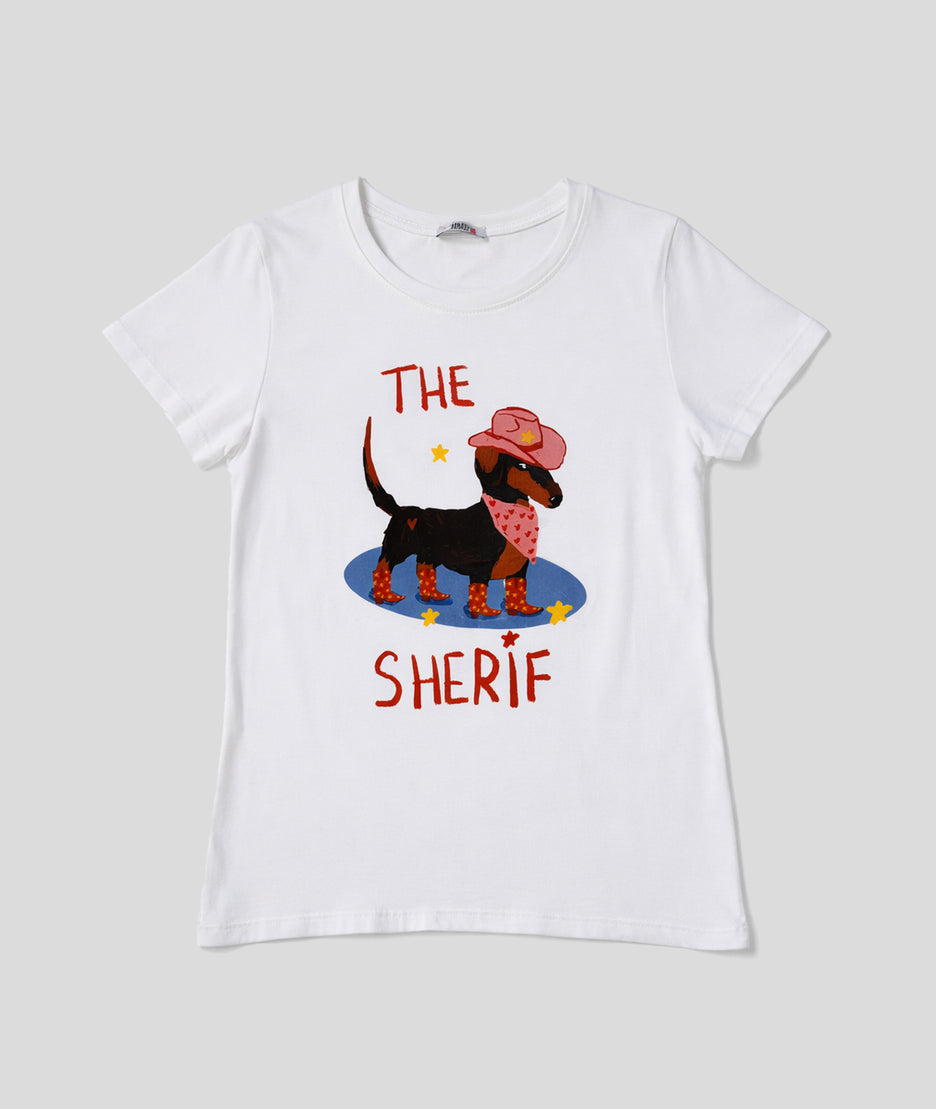 T-shirt à motif fantaisie Teckel avant - blanc