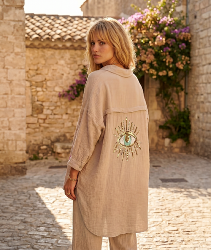 Tunique Elisa oversize oeil - beige face arrière