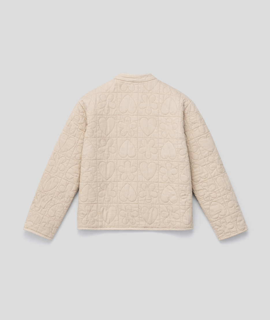 Veste Altha beige matelassée motifs cœur & fleur - beige
