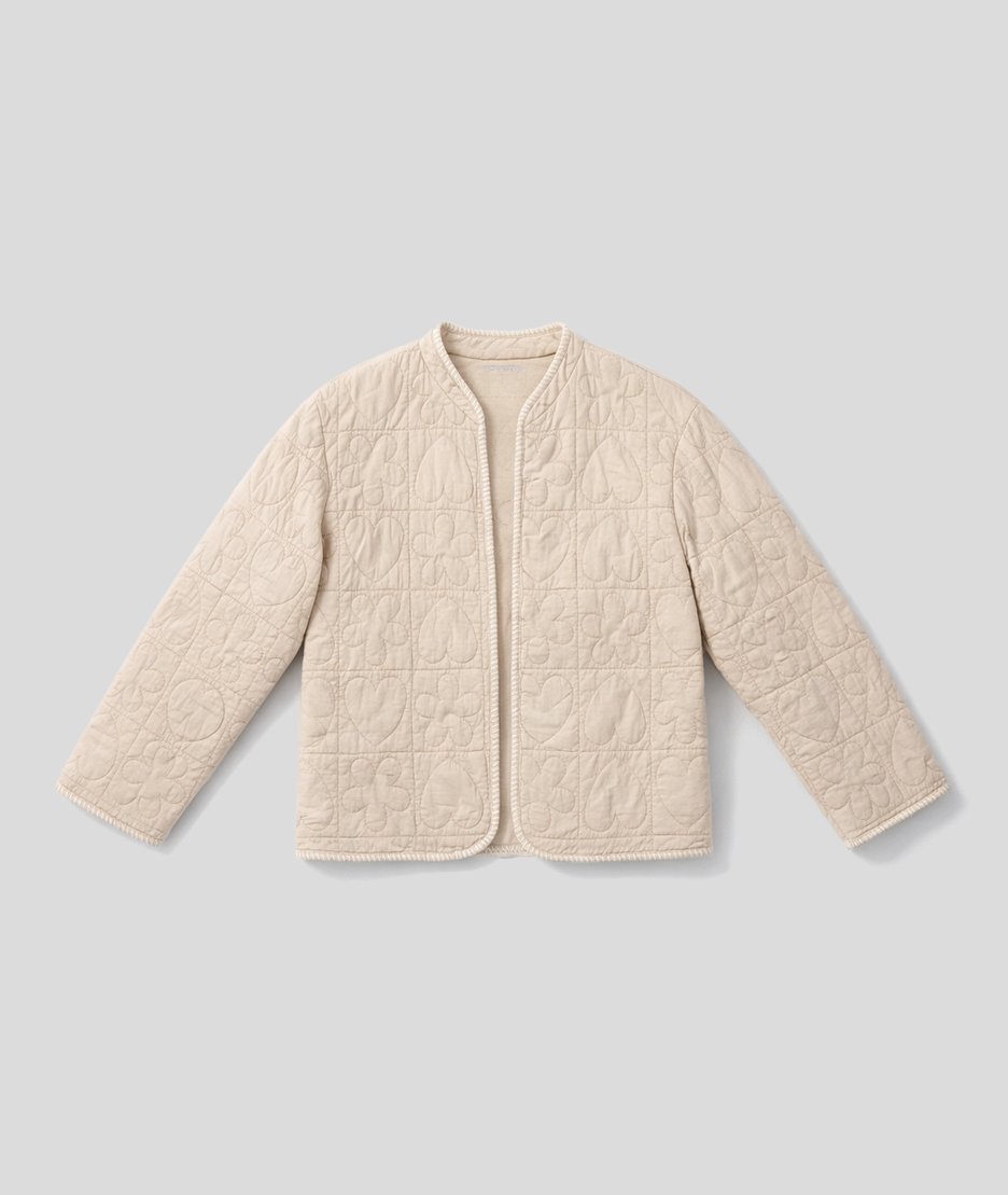 Veste Altha beige matelassée motifs cœur & fleur - beige