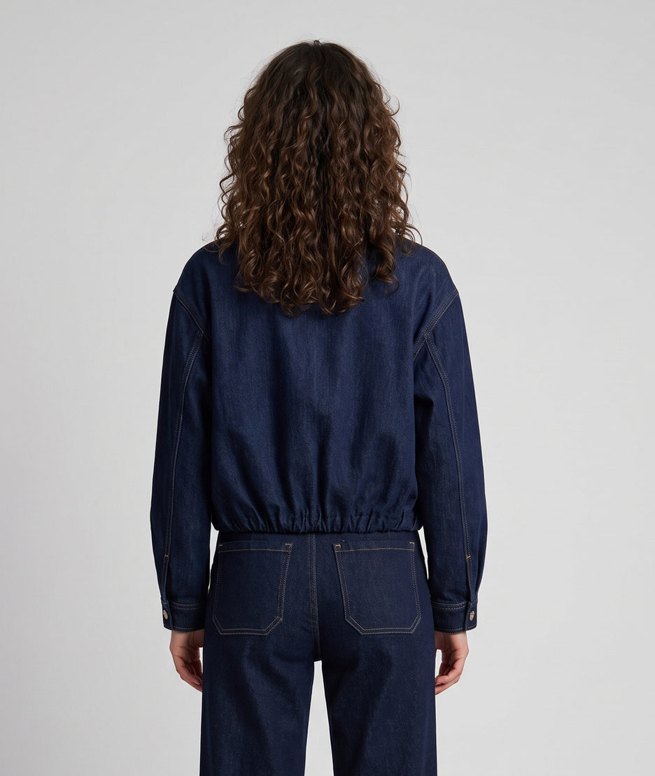Veste bomber en jean femme brut avec fermeture zip