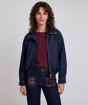 Veste bomber en jean femme brut avec fermeture zip