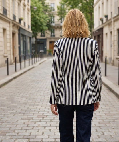 Veste Angelina blazer à rayures marine dos