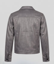 Veste courte femme Carla taupe effet brillant avec poches à rabat et boutons pression