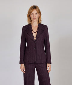 Veste blazer femme à rayures bordeau Cindy – Carnaby