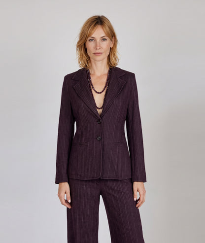 Veste blazer femme à rayures bordeau Cindy – Carnaby