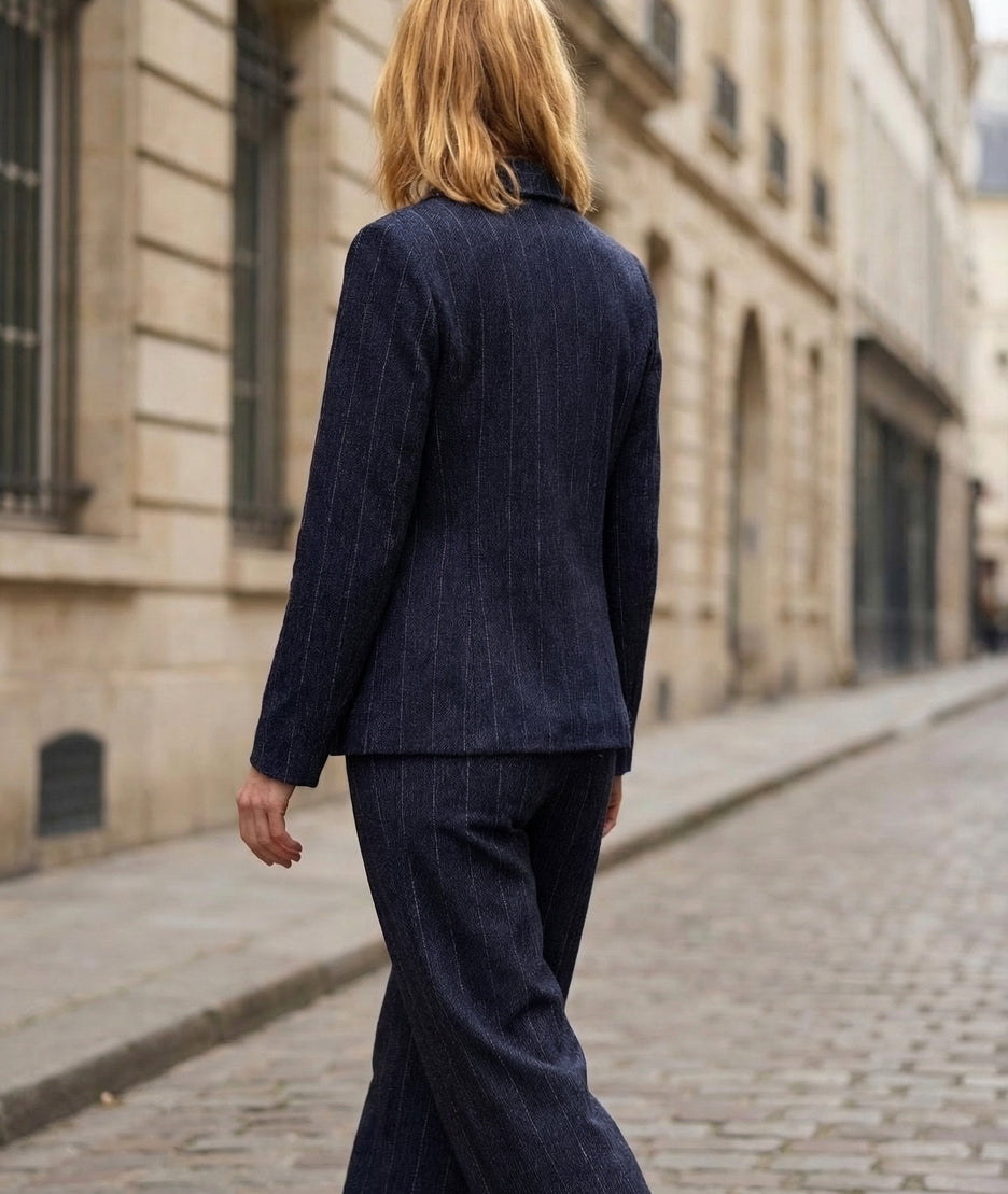 Veste Cindy blazer à rayures - marine