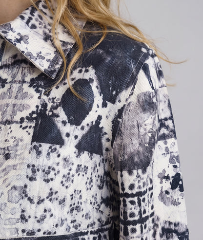 Veste mi-saison femme courte à motifs effet tie and dye