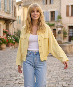 Veste courte Leonnie légère jaune face
