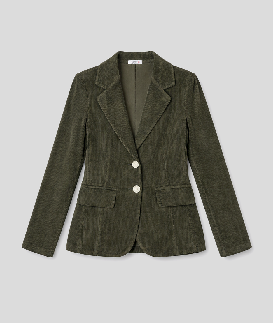 Veste Liara cintrée en velours côtelé- kaki