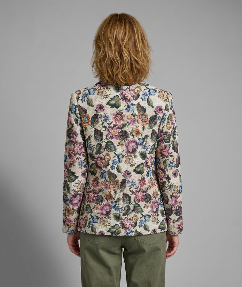 Blazer Lorene motif fleuri ecru dos