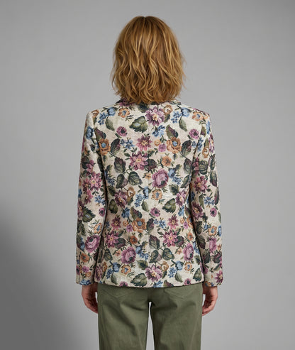 Blazer Lorene motif fleuri ecru dos