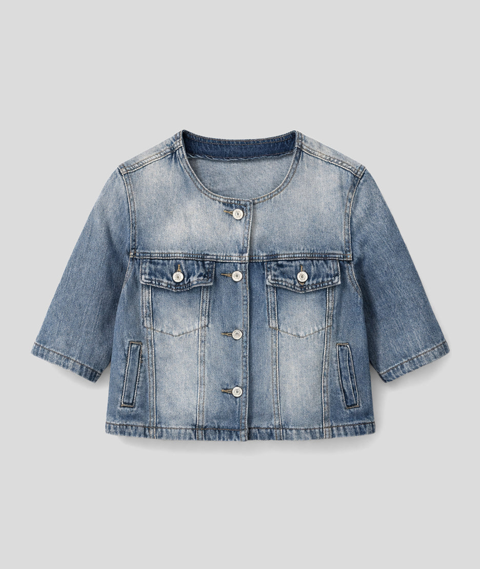 Veste Louisa manches courtes jean face