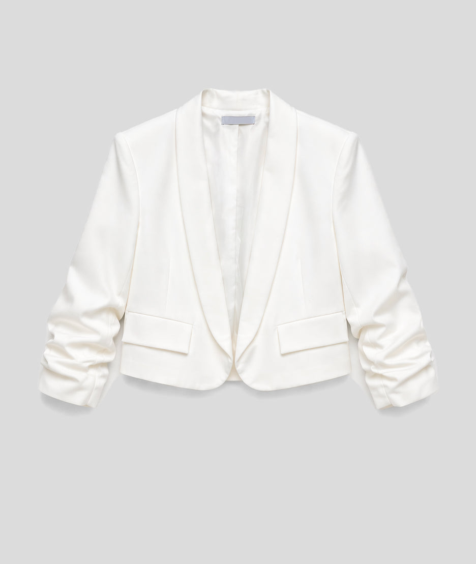 Blazer court Panna manches plissées ecru face