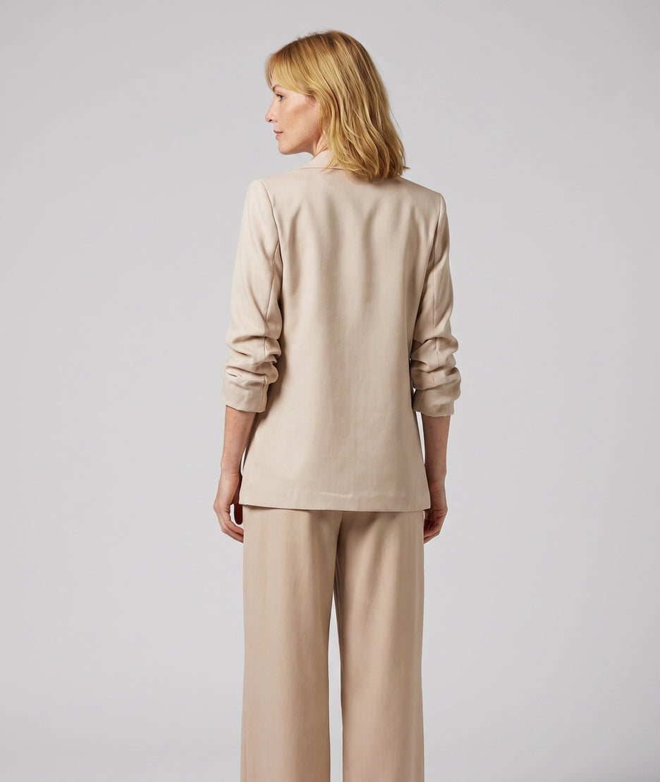 Blazer Stella manches plissées beige dos