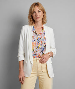 Blazer Stella manches plissées blanc face