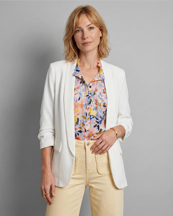 Blazer Stella manches plissées blanc face