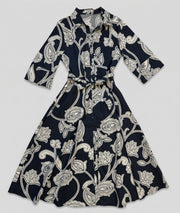 Robe Annaelle chemise longue à motif marine face